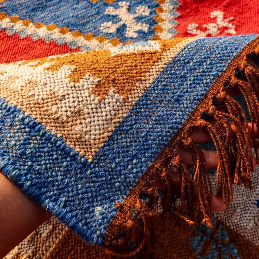 Autentico tappeto kilim indiano tessuto a mano