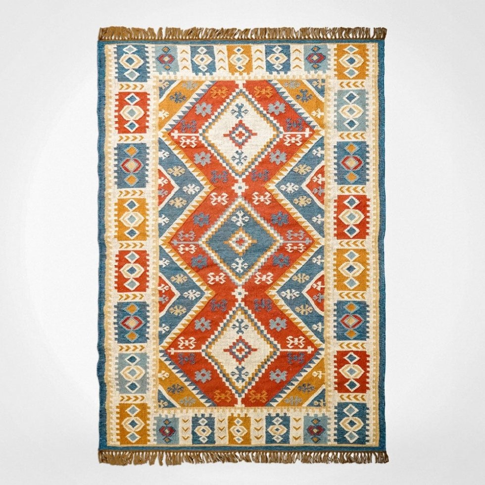 Autentico tappeto kilim indiano tessuto a mano