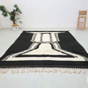 Tappeto kilim Zanafi tribale nero