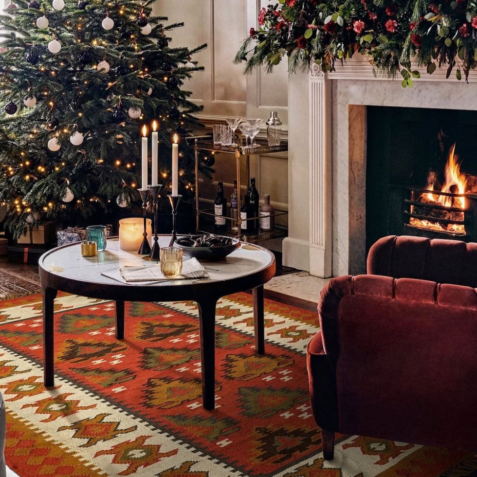 Tappeto kilim indiano ispirato al Natale