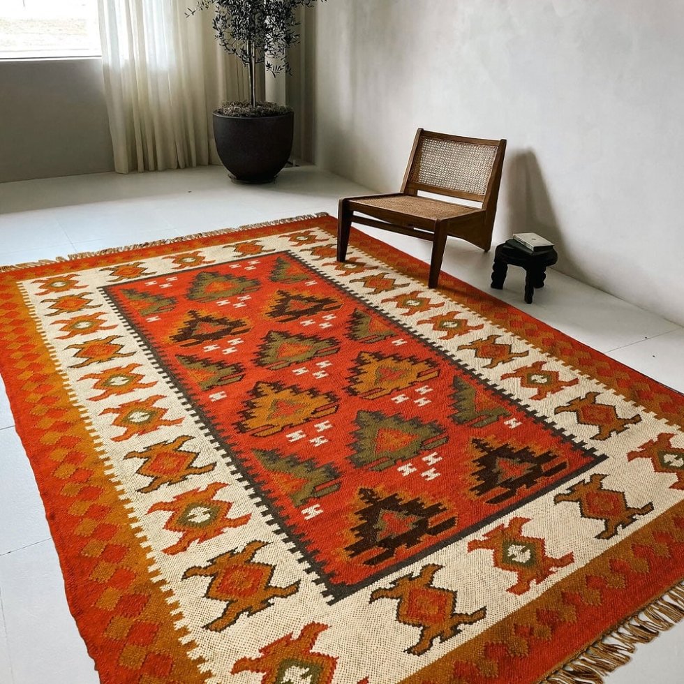 Tappeto kilim indiano ispirato al Natale