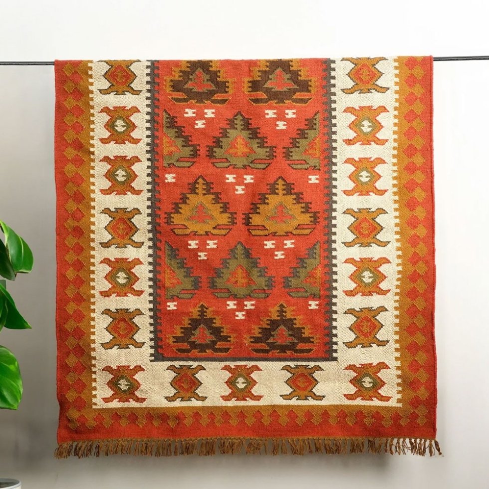 Tappeto kilim indiano ispirato al Natale