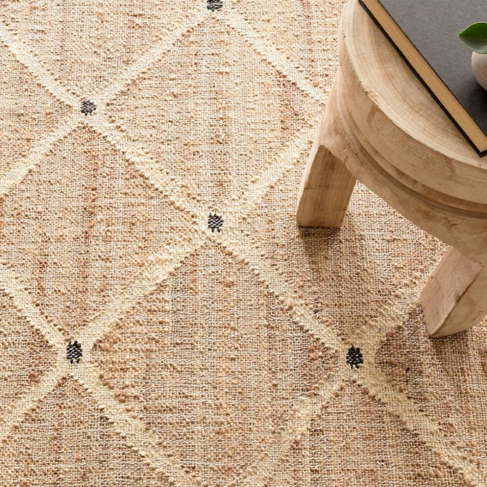 Tappeto indiano Kilim in iuta diamantata