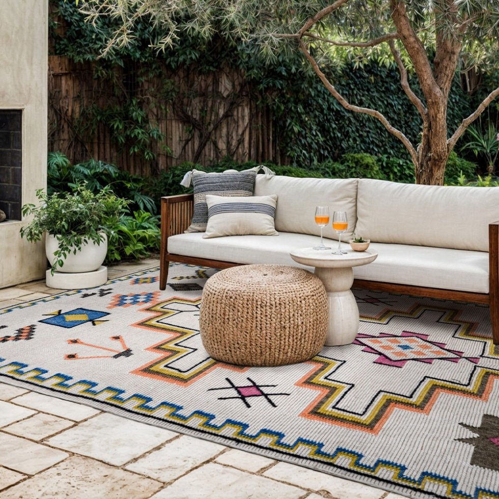 Tappeti kilim dhurrie etnici in stile azteco