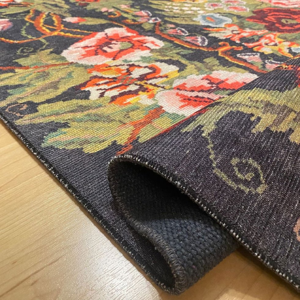 Tappeto lavabile in stile kilim floreale