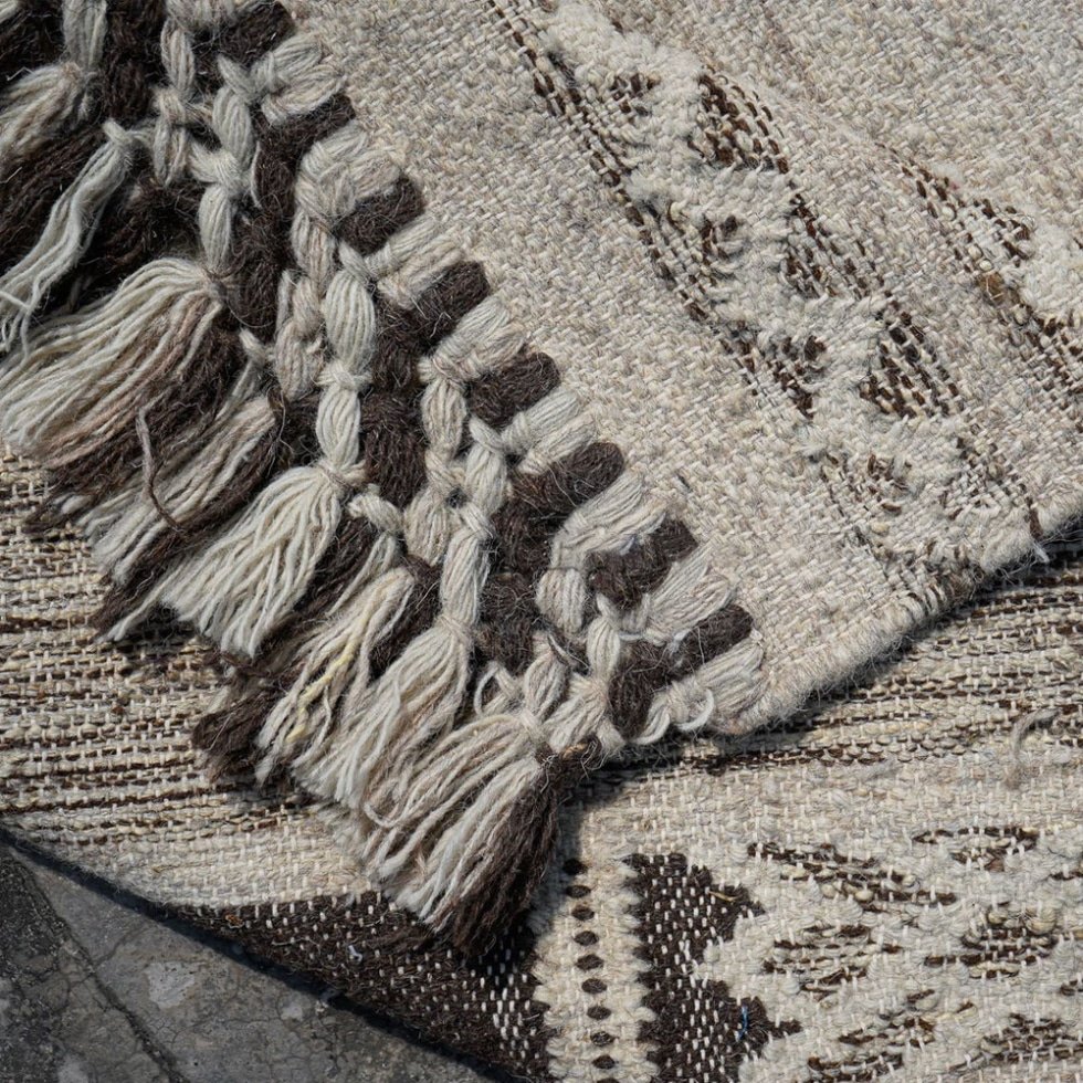 Kilim geometrico moderno grigio indiano