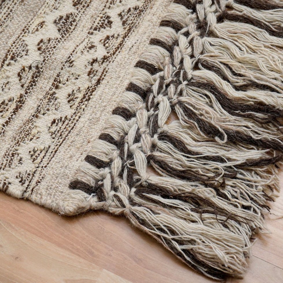 Kilim geometrico moderno grigio indiano