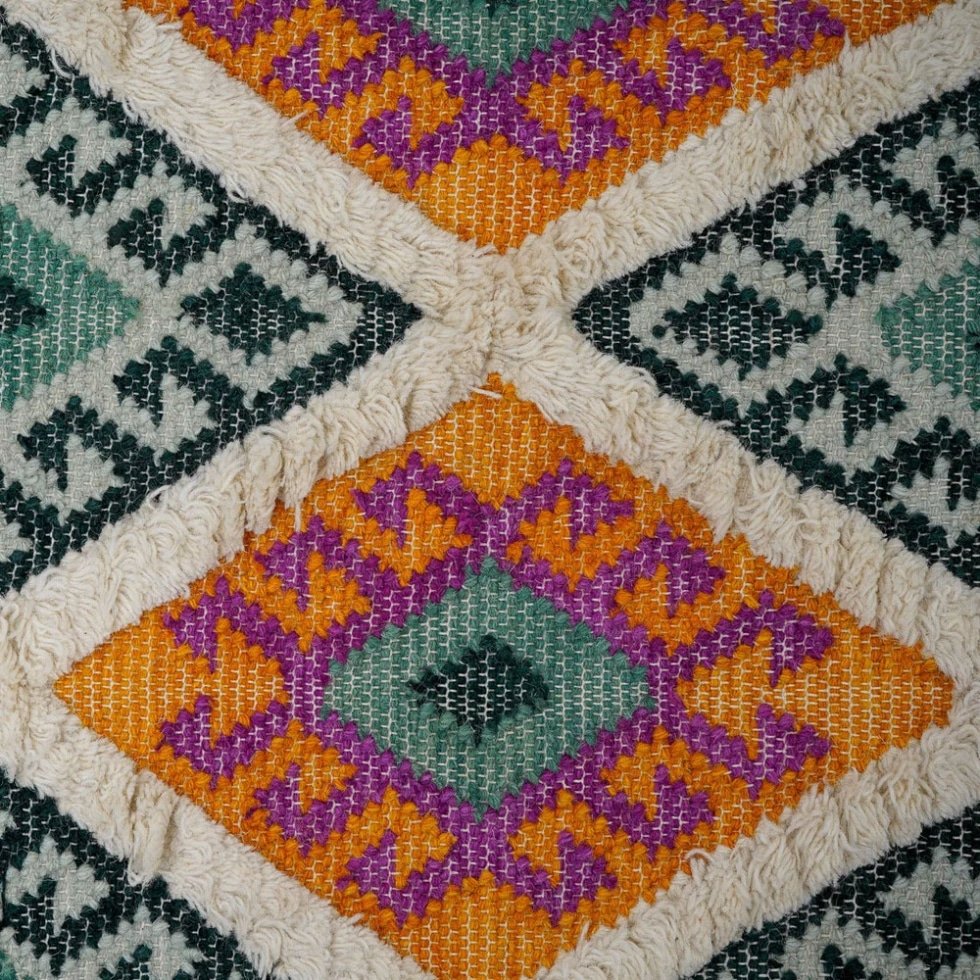 Tappeto kilim tradizionale verde e giallo