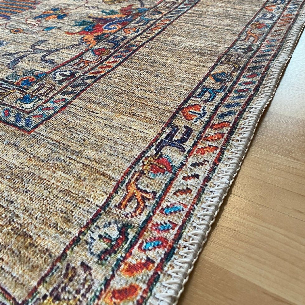 Tappeto turco grigio in stile kilim lavabile