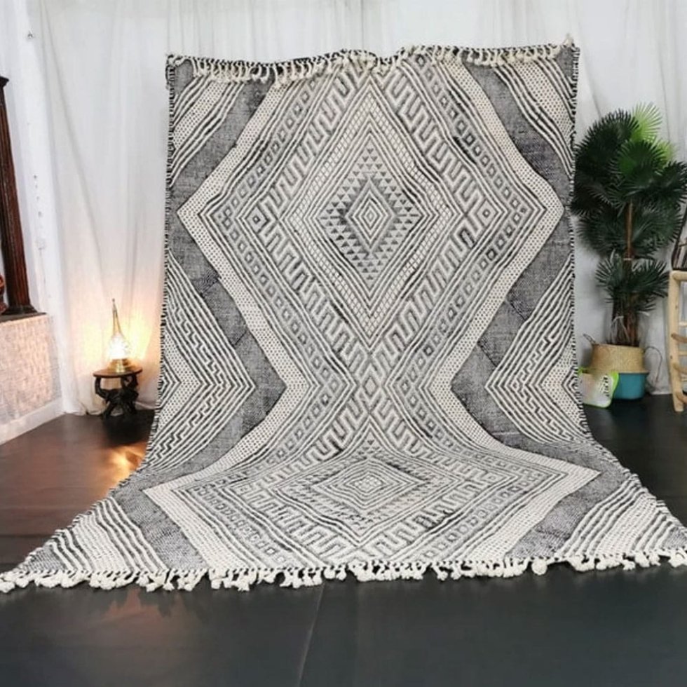 Tappeto berbero kilim geometrico grigio
