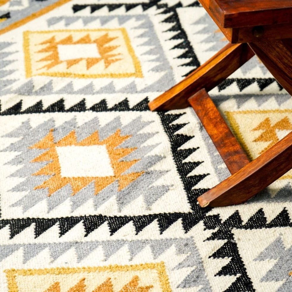 Tappeto kilim indiano Bright Diamond tessuto a mano