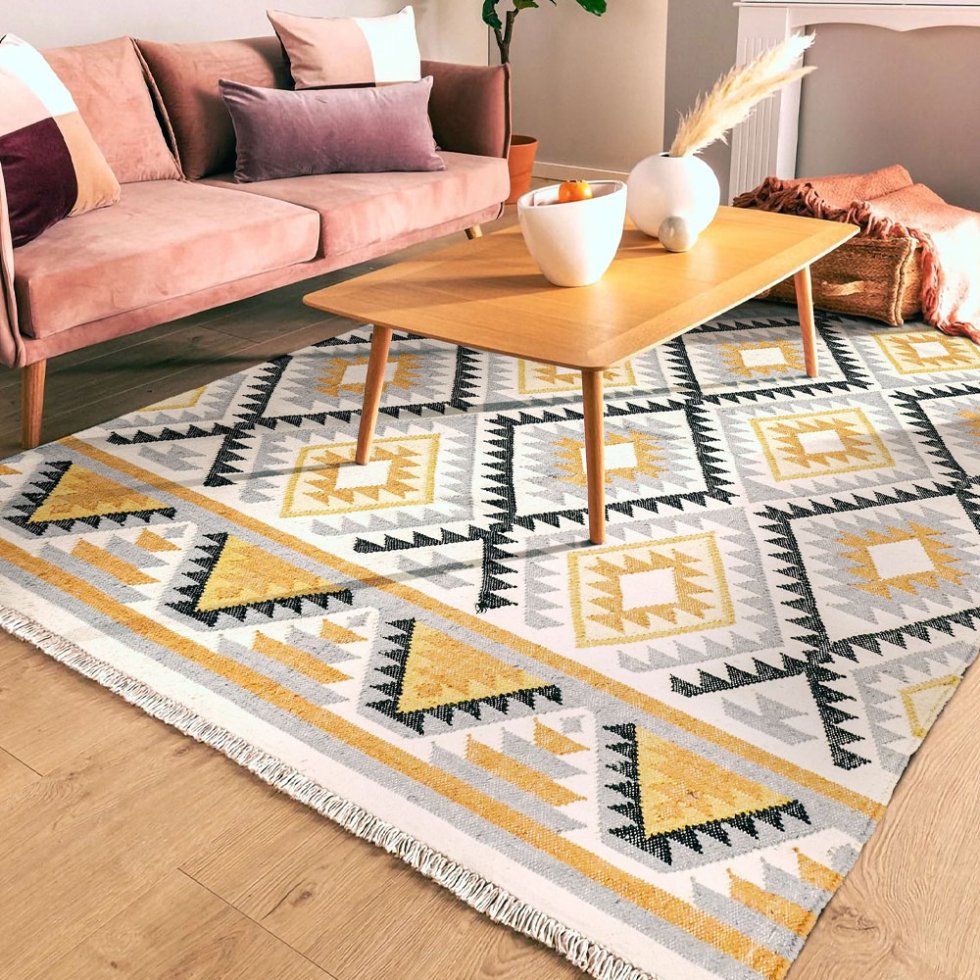 Tappeto kilim indiano Bright Diamond tessuto a mano