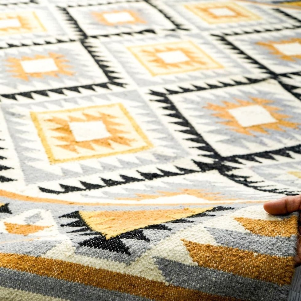 Tappeto kilim indiano Bright Diamond tessuto a mano