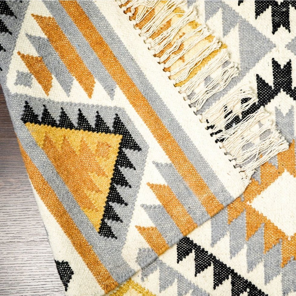 Tappeto kilim indiano Bright Diamond tessuto a mano