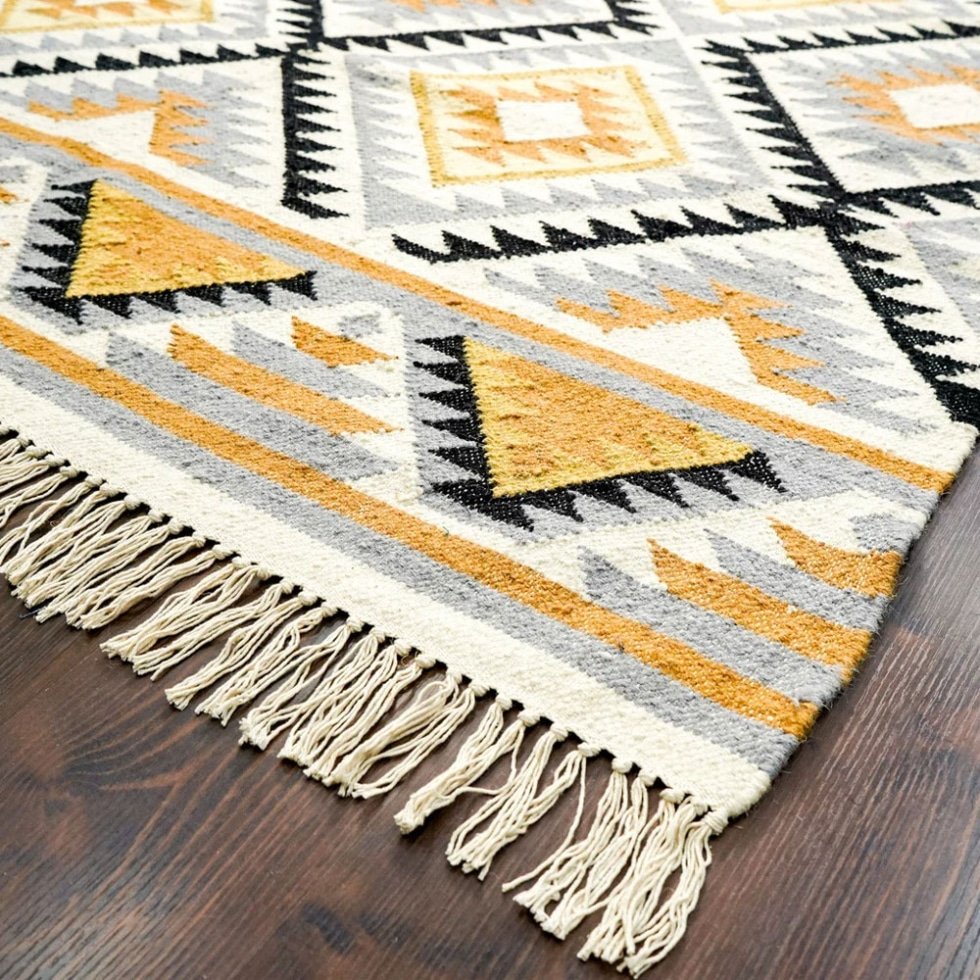 Tappeto kilim indiano Bright Diamond tessuto a mano