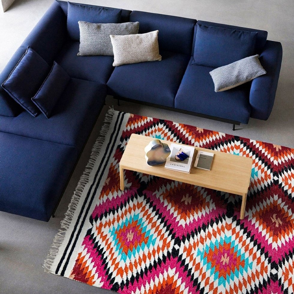 Tappeto indiano kilim diamantato multicolore
