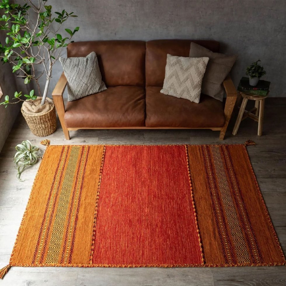 Tappeto indiano kilim arancione