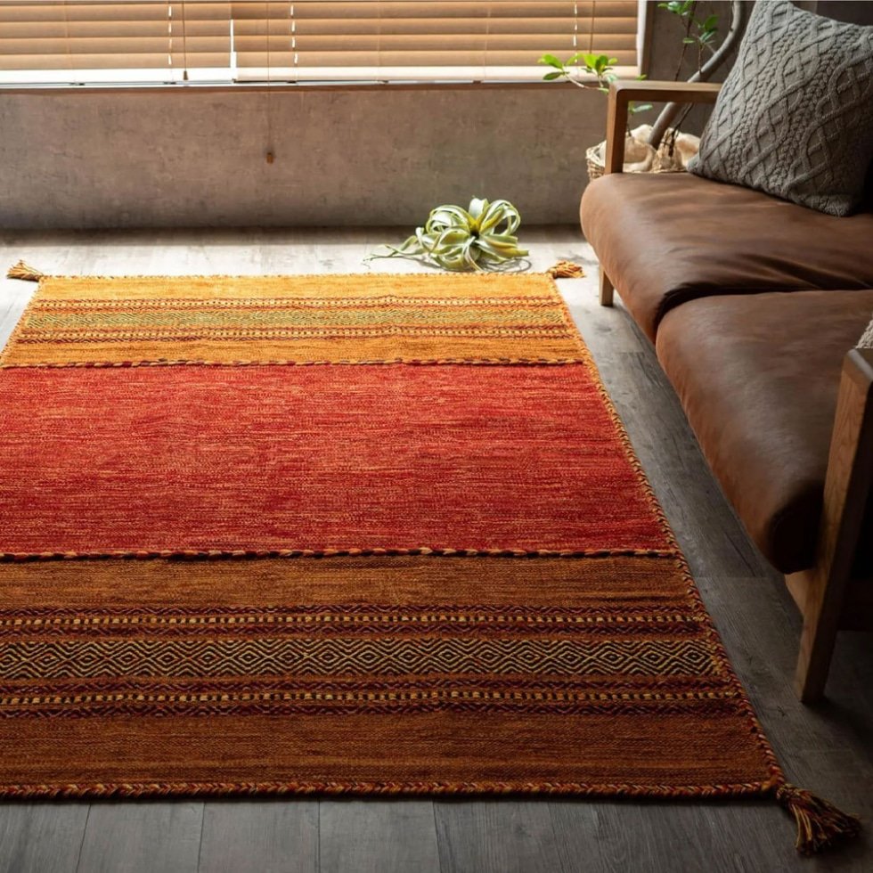 Tappeto indiano kilim arancione