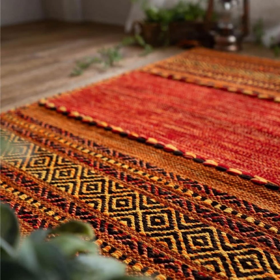 Tappeto indiano kilim arancione