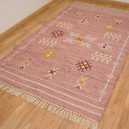 Tappeto kilim rosa in stile etnico azteco