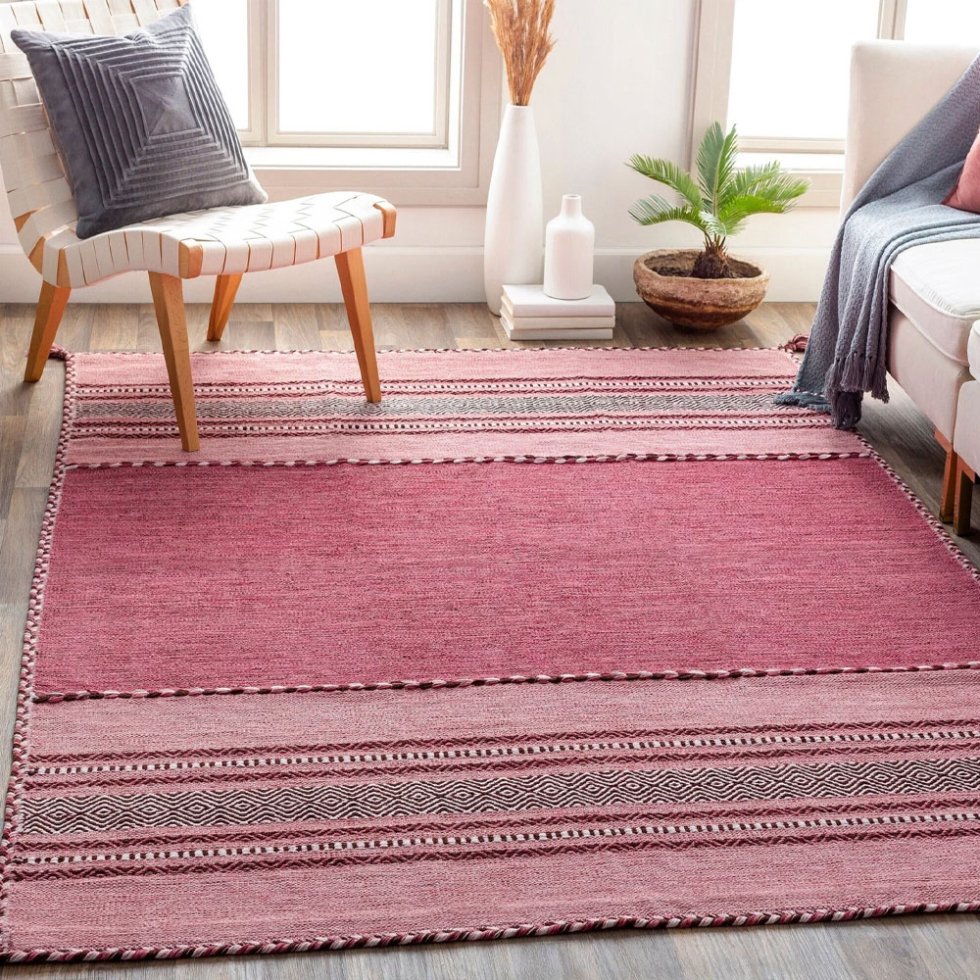 Tappeto indiano kilim rosa