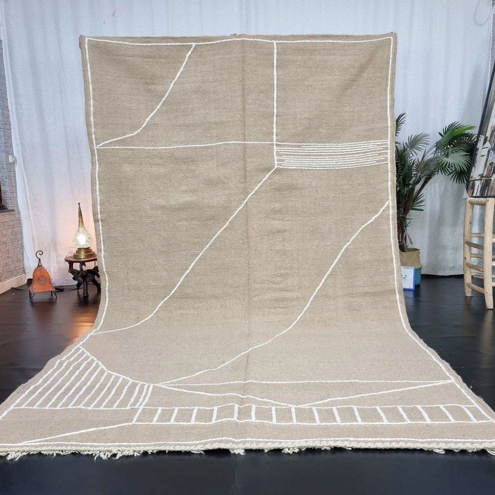 Tappeto marocchino kilim beige a tinta unita