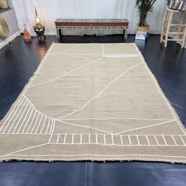 Tappeto marocchino kilim beige a tinta unita