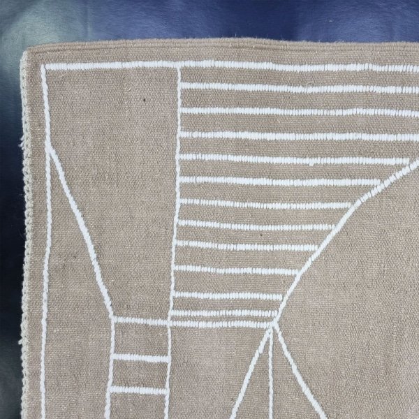 Tappeto marocchino kilim beige a tinta unita