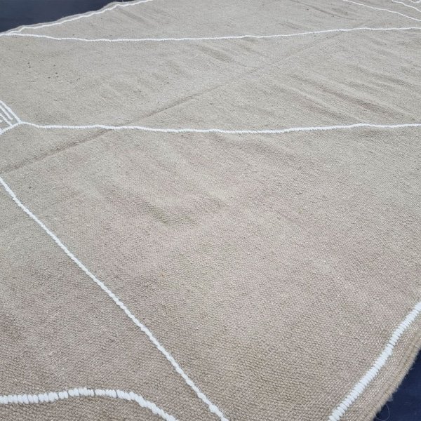 Tappeto marocchino kilim beige a tinta unita