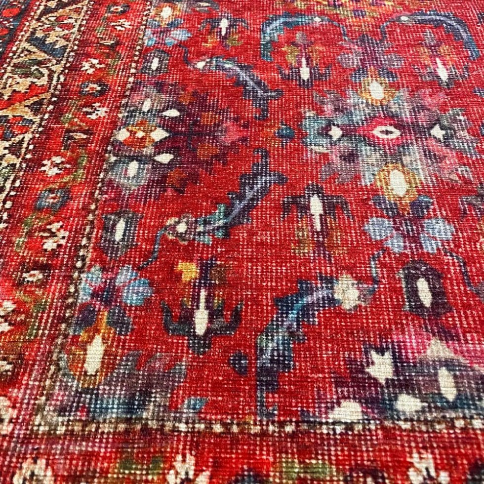 Tappeto lavabile in stile Oushak rosso
