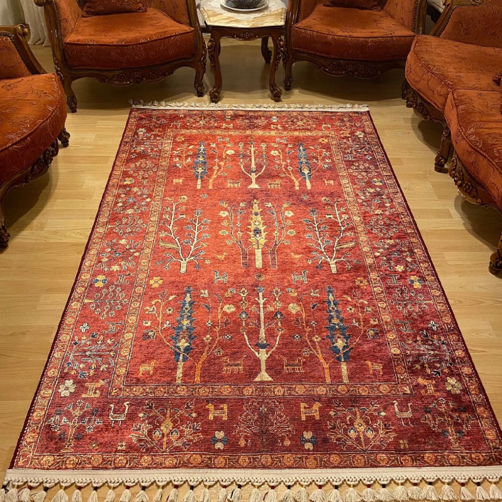 Tappeto lavabile in stile Sultani rosso