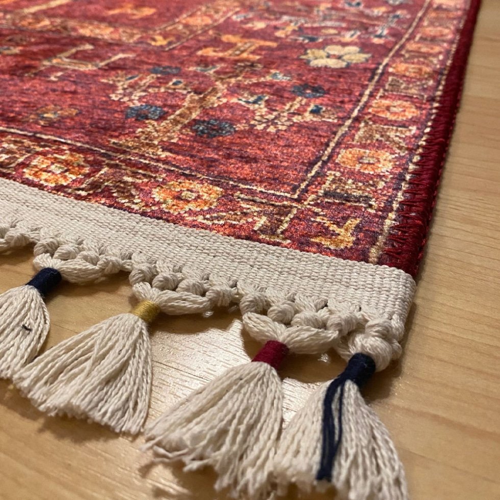 Tappeto lavabile in stile Sultani rosso