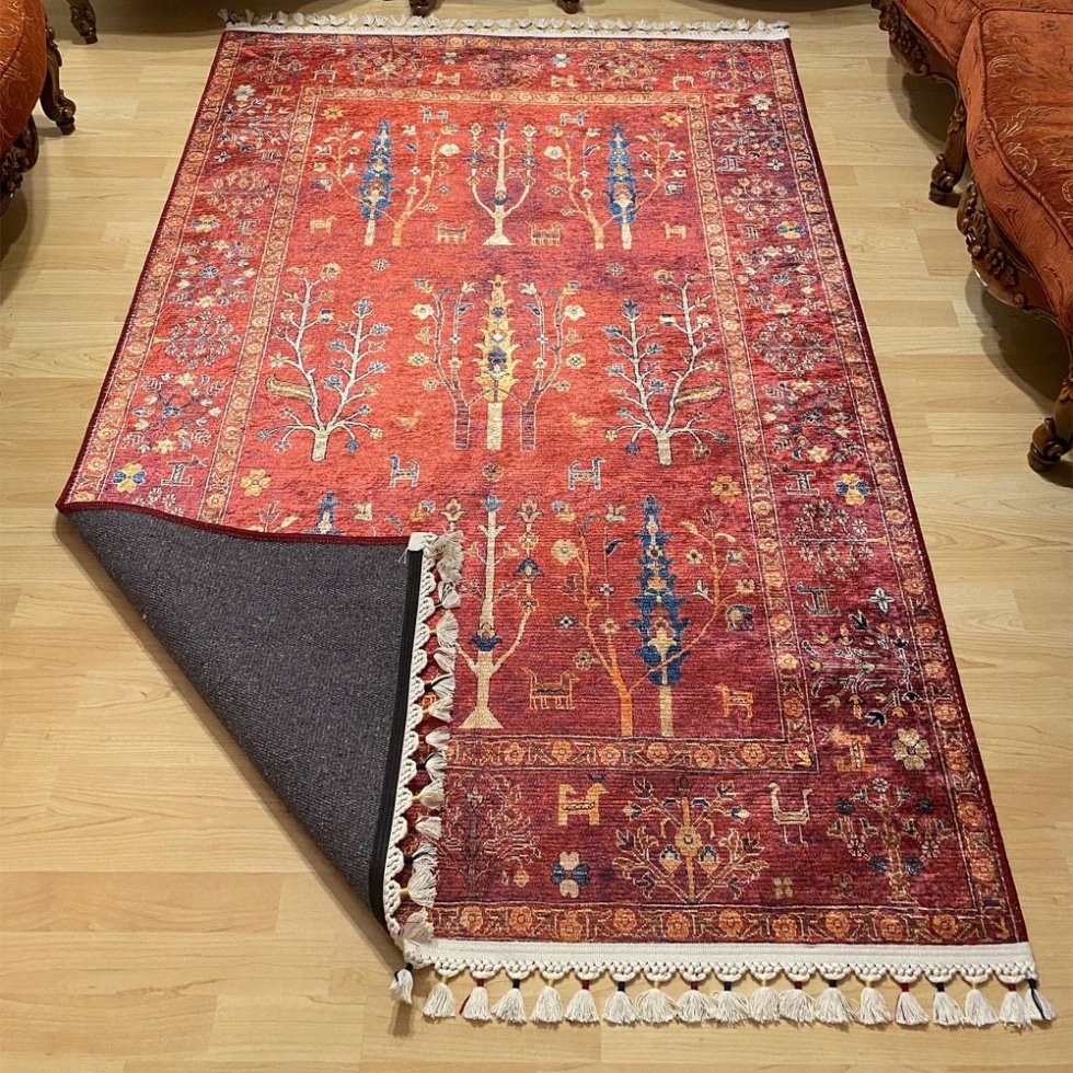 Tappeto lavabile in stile Sultani rosso