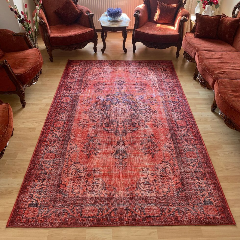 Tappeto lavabile in stile kilim turco rosso