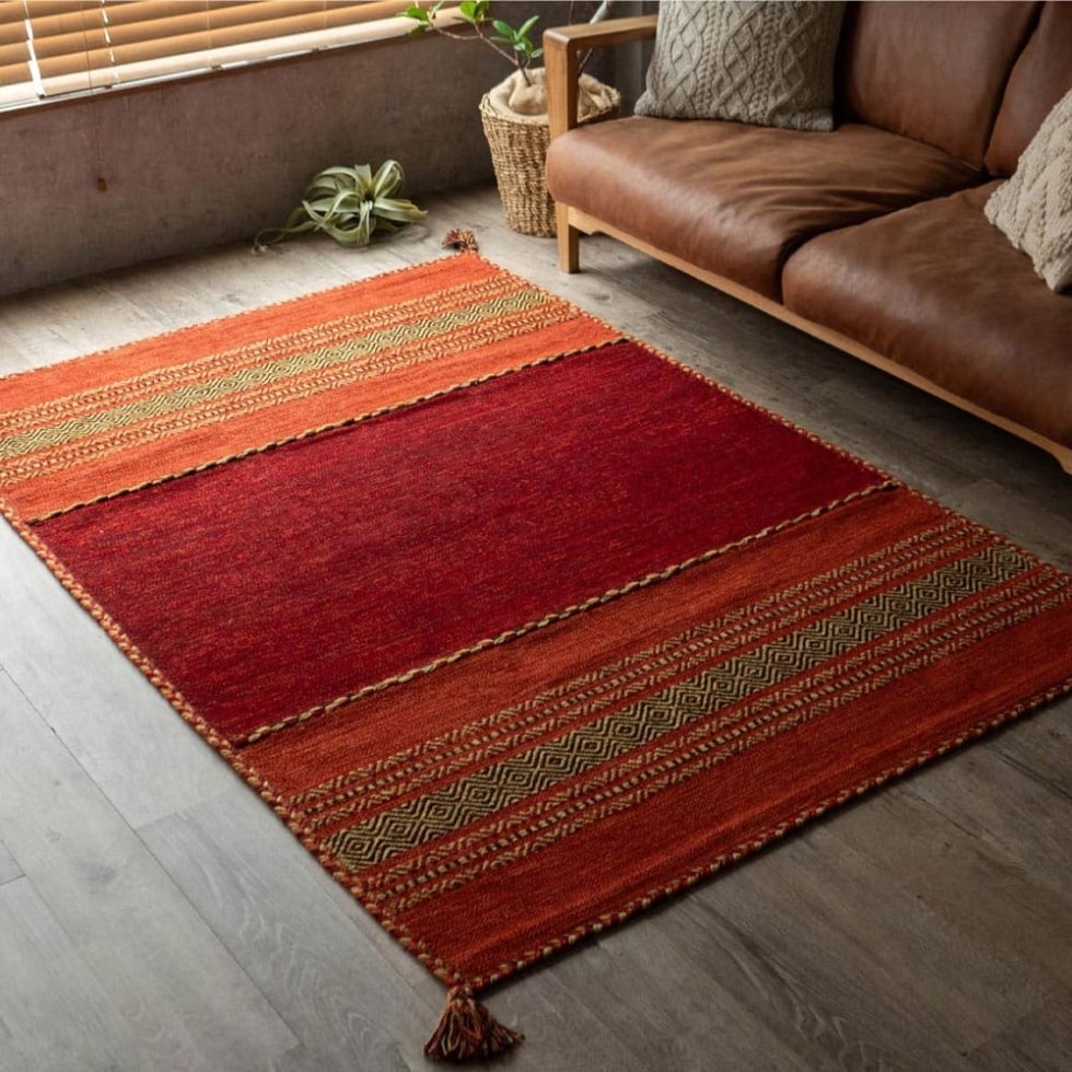Tappeto Kilim indiano rosso