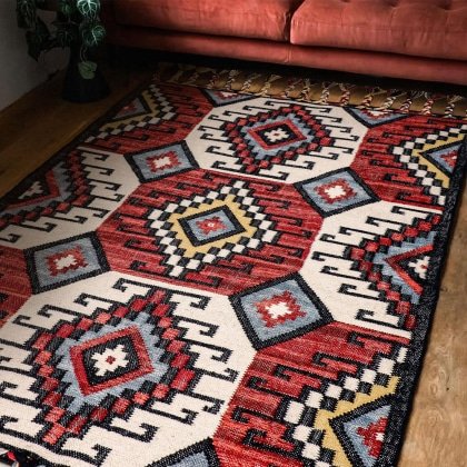 Tappeto tribale indiano kilim rosso