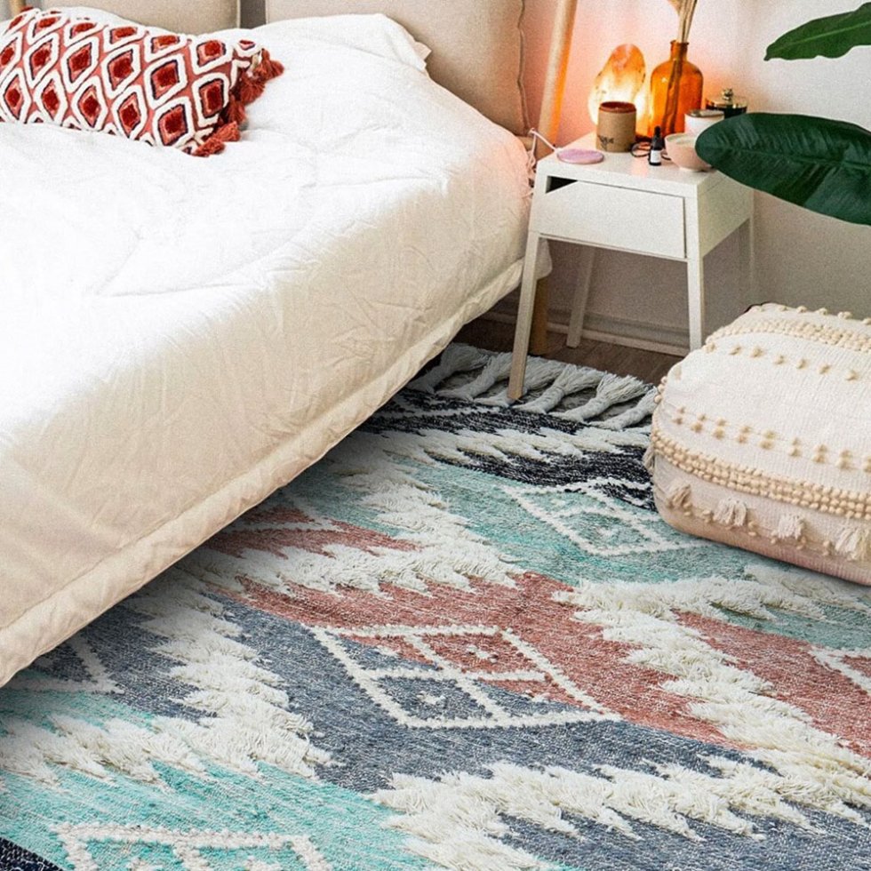 Tappeto kilim shaggy pastello