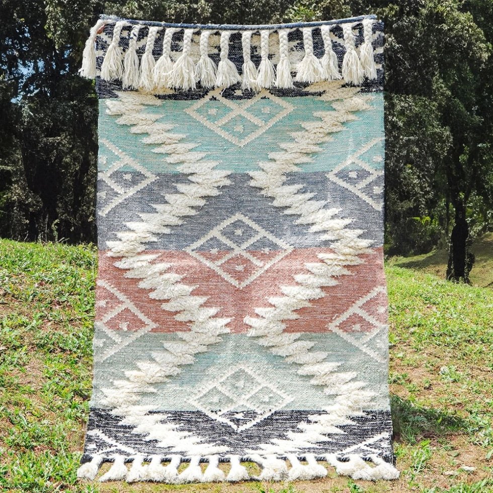 Tappeto kilim shaggy pastello