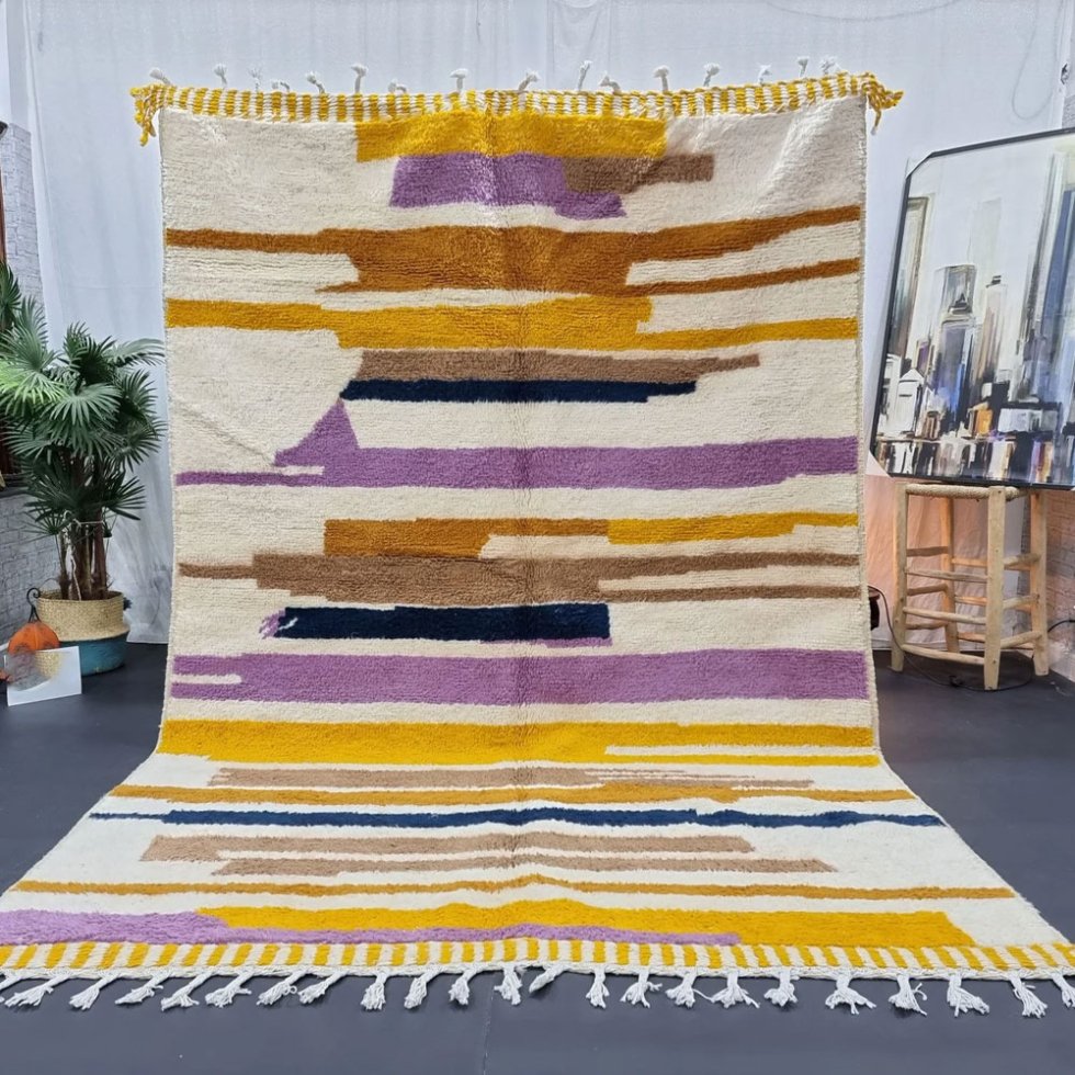Tappeto moderno a righe in lana kilim