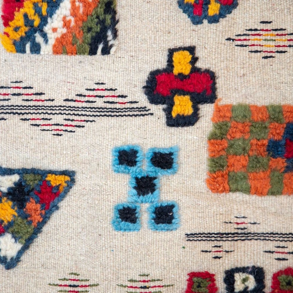 Tappeto kilim berbero Akhnif tradizionale bianco