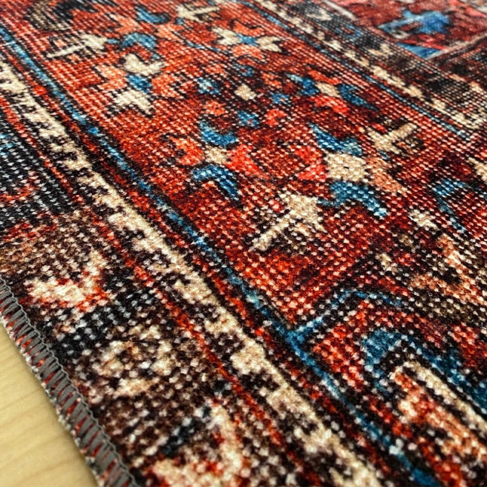 Tappeto vintage in stile orientale rosso e blu