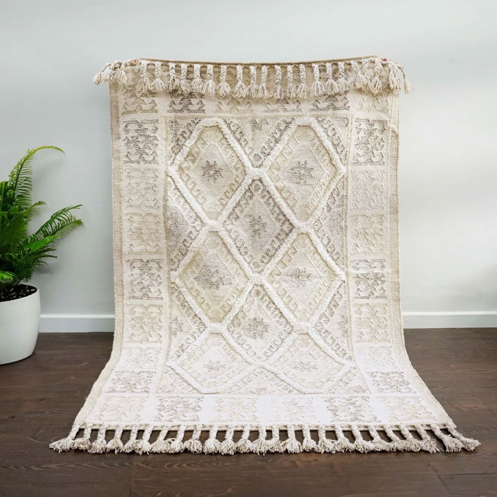 Tappeto kilim boho bianco