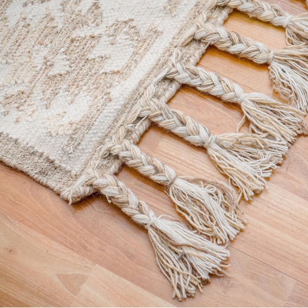 Tappeto kilim boho bianco