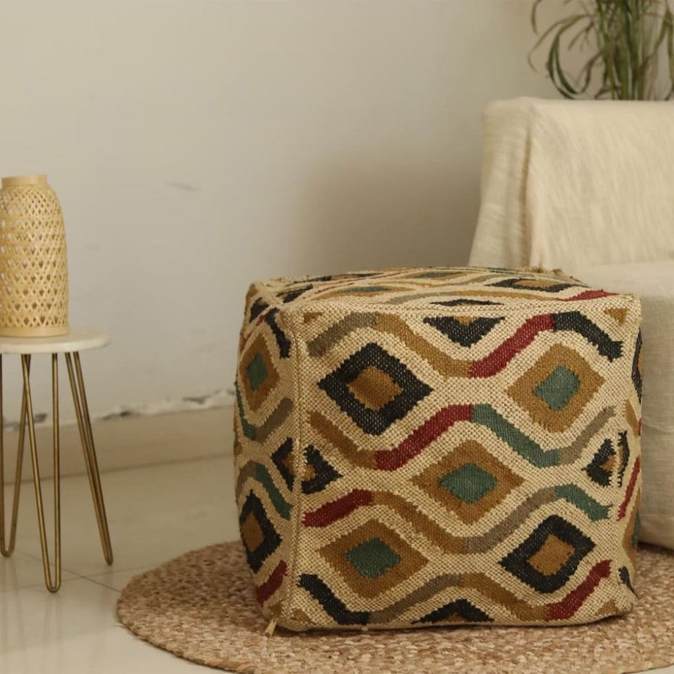 Pouf Kilim in stile azteco