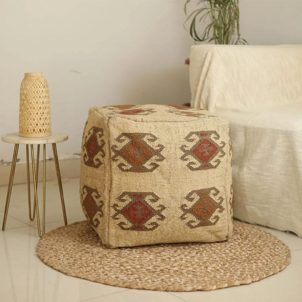 Pouf kilim in lana berbera