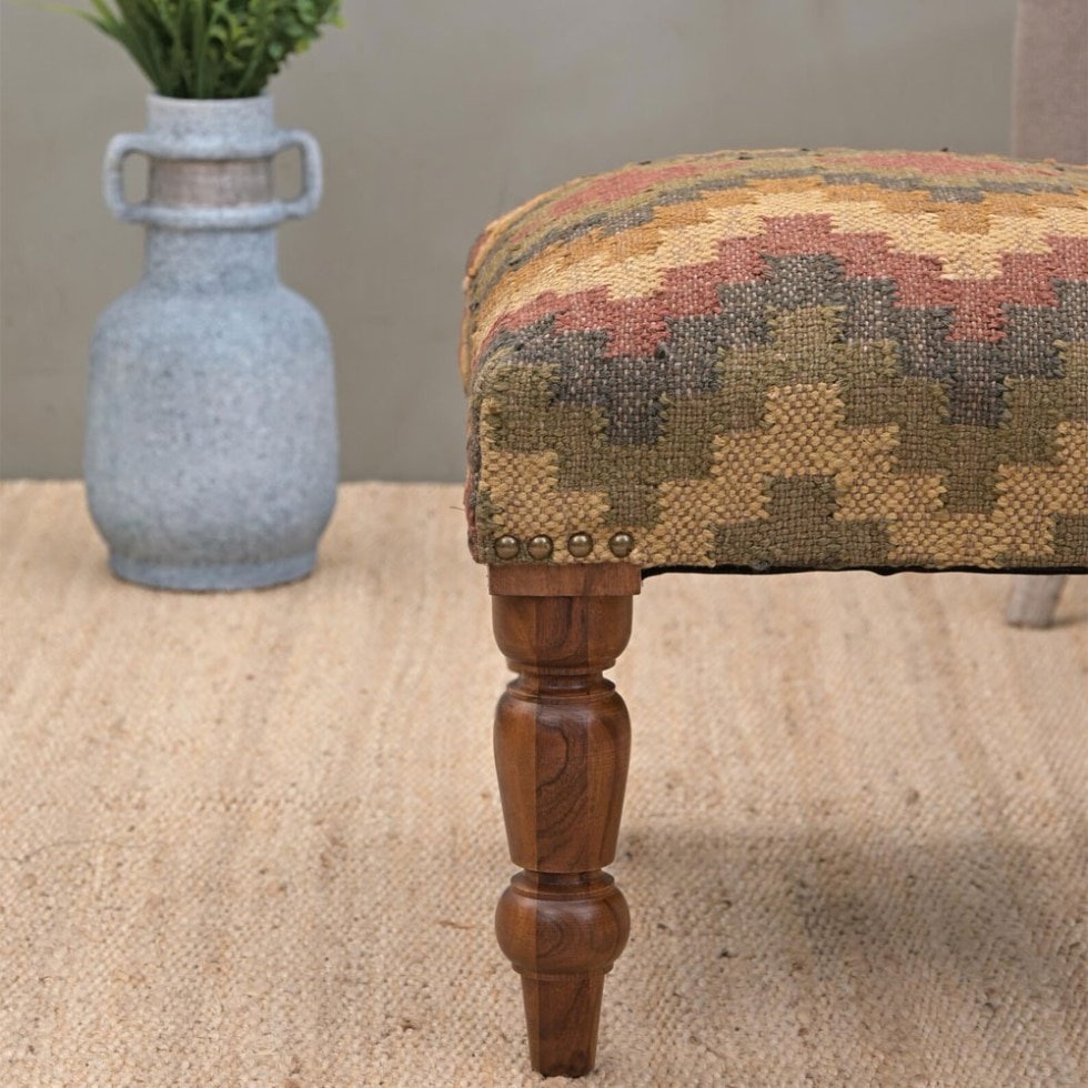 Pouf poggiapiedi chevron kilim diamantato