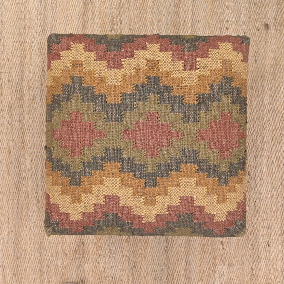 Pouf poggiapiedi chevron kilim diamantato