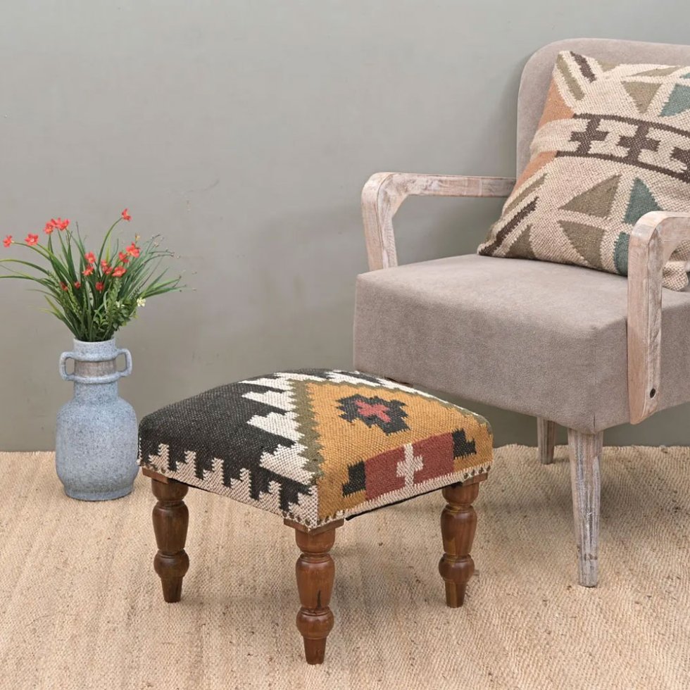 Pouf poggiapiedi orientale kilim