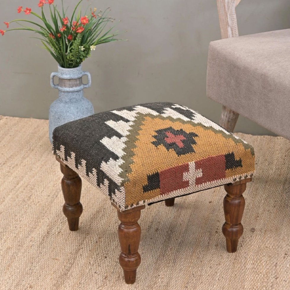 Pouf poggiapiedi orientale kilim