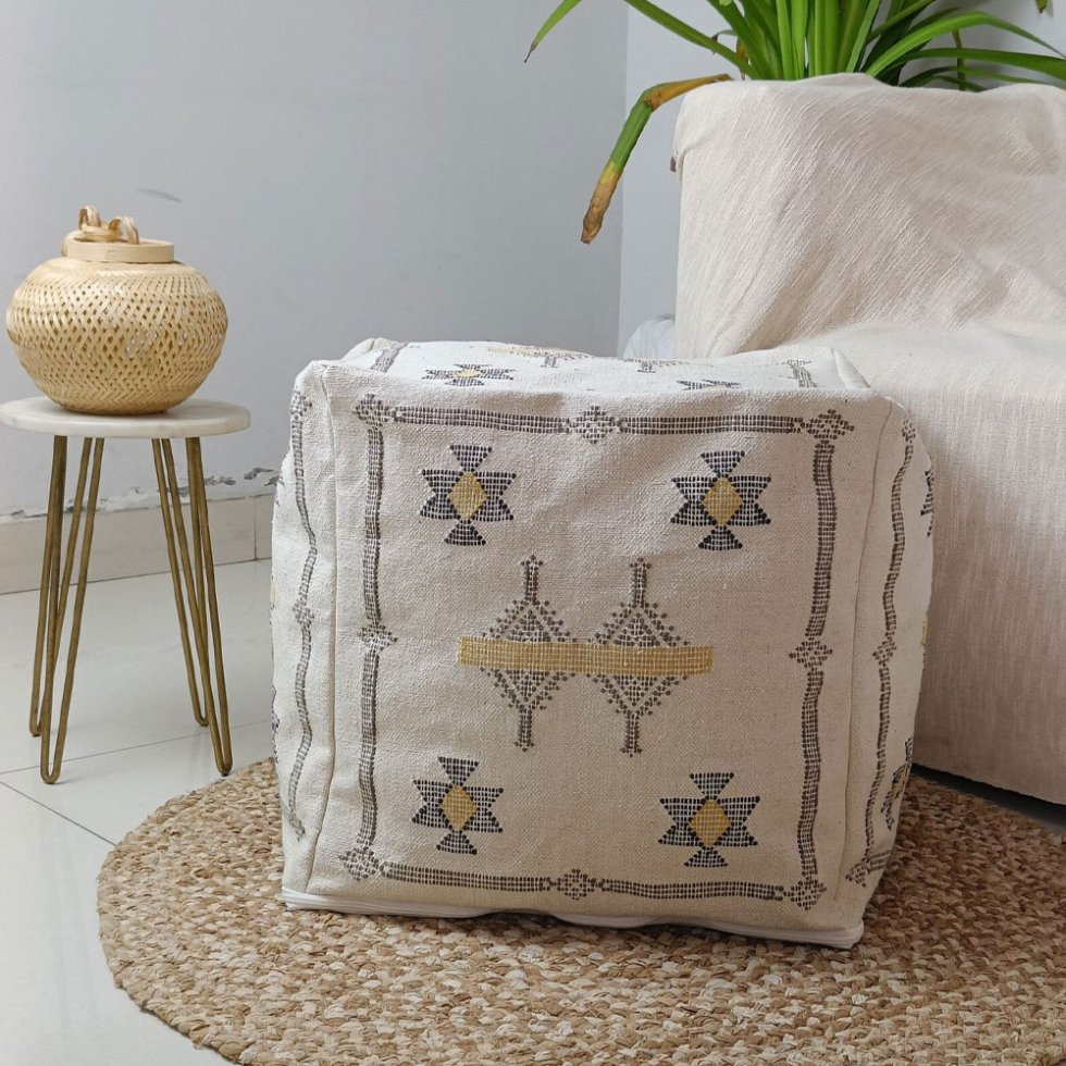 Pouf kilim marocchino bianco